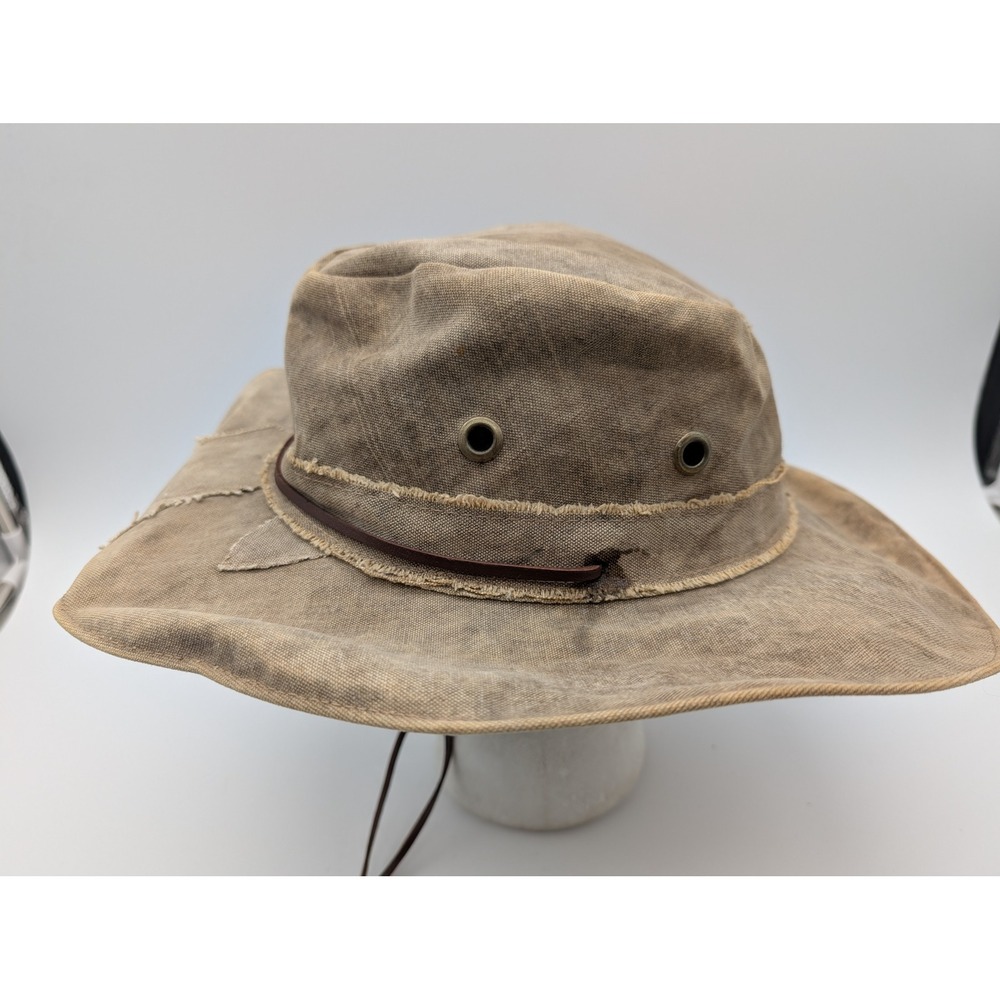 Real Deal Brazil Tarp Hat Recycled Canvas Wide Brim Sun Hat Brown XL